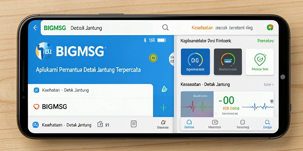 Tampilan antarmuka utama yang menunjukkan detak jantung pengguna dengan jelas.