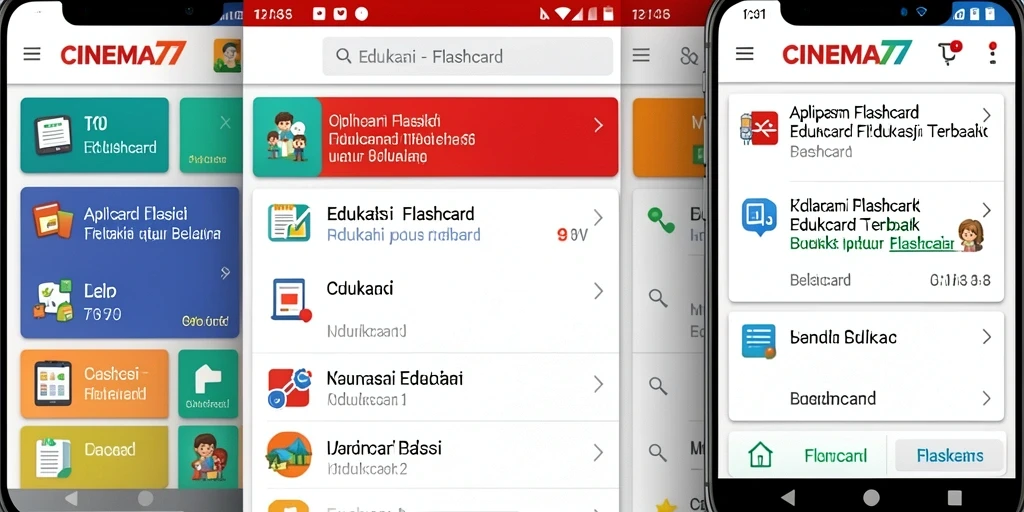 Antarmuka CINEMA77 yang menarik dan fungsional untuk belajar Flashcard.