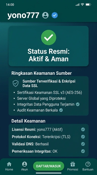 Tampilan kanal resmi yono777